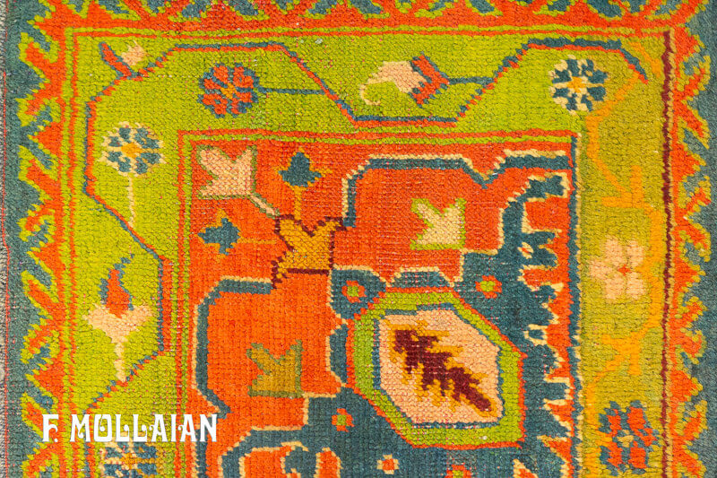 Un tappeto lungo per corridoio antico Ushak (Oushak) turco n°:79001661